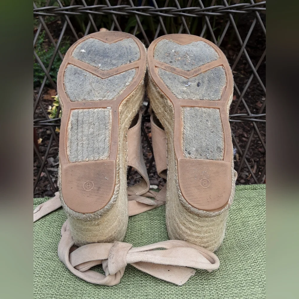 Marc Fisher Landria Leather Suede Espadrille Wedge Sandal.
